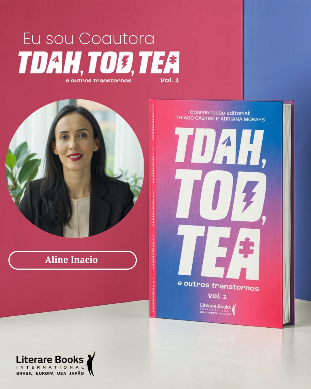 Livro TDAH, TOD, TEA e outros transtornos com coautoria de Aline Inácio